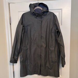 Columbia Interchange Omni Tech Hooded Rain Jacket Womens Large Gray Waterproof